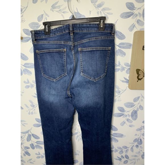 Zara Dark Wash Blue Denim Cropped Jeans Raw Hem Size 12 - Picture 5 of 8